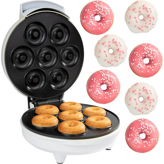CucinaPro Mini Donut Maker- Electric Non-Stick Surface Makes 7 Small Doughnuts- Unique Baking Activity for Adults, Brunch or Dessert