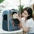 thumbnail image 6 of Pet Carrier Backpack, Cat Small Dog Backpack Carrier for Traveling Hiking Outdoor with Ventilated Mesh Straps Premium Oxford Cloth Leather Buckle(Blue) HP001, 6 of 7