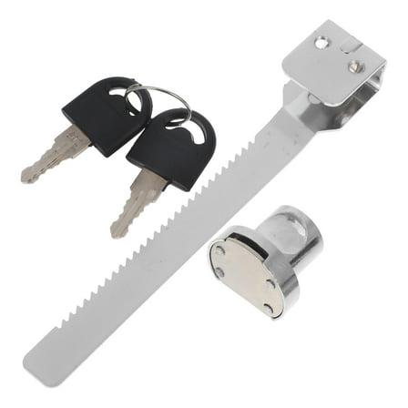 Pawsdot 1 Set Key Locking Sliding Glass Door Lock Silver Stainless Steel for Glass Display Cases Stores