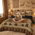 thumbnail image 4 of meiyoeat Jungle Animal Deer 7-Piece King Bedding For Boys,Rustic Farmhouse Cabin King Bed in a Bag For Kids,Black Reversible, 4 of 7