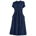 thumbnail image 4 of XIAONU Womens Casual Midi Dress Short Sleeve V Neck Loose Pocket Vacation Sundress, 4 of 4