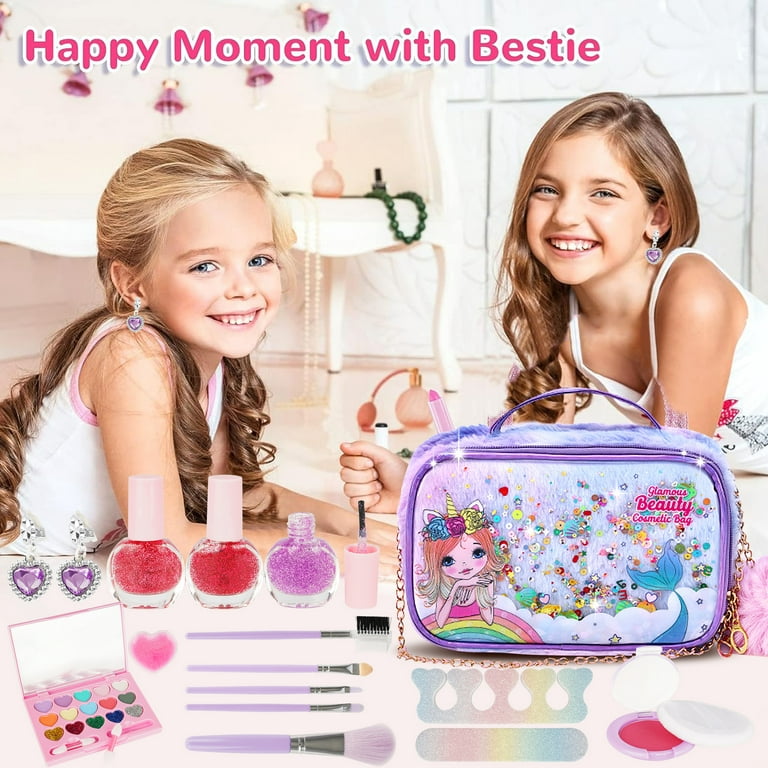 Kids Makeup Kit for Girl, Kids Washable Makeup Girls Toys, Girls Makeup Kit  for Kids with Cute Cat Bag, Real Make up Set for Kid Little Girls Toddlers