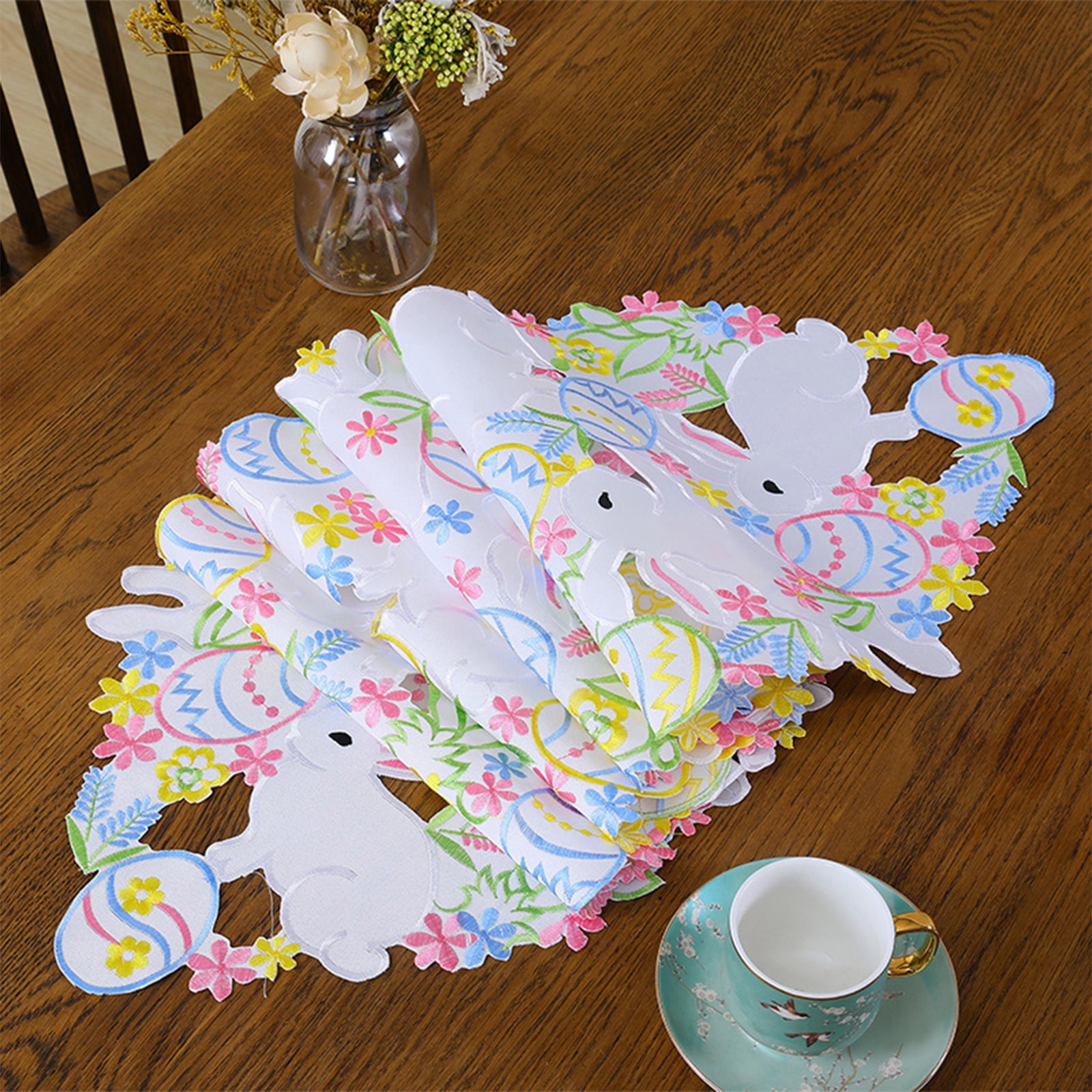 NUKAYAI Easter Table Runner - 72x13 Inch Floral Bunny Spring Tablecloth For Dining Decor, Kitchen, Home Party - View #3