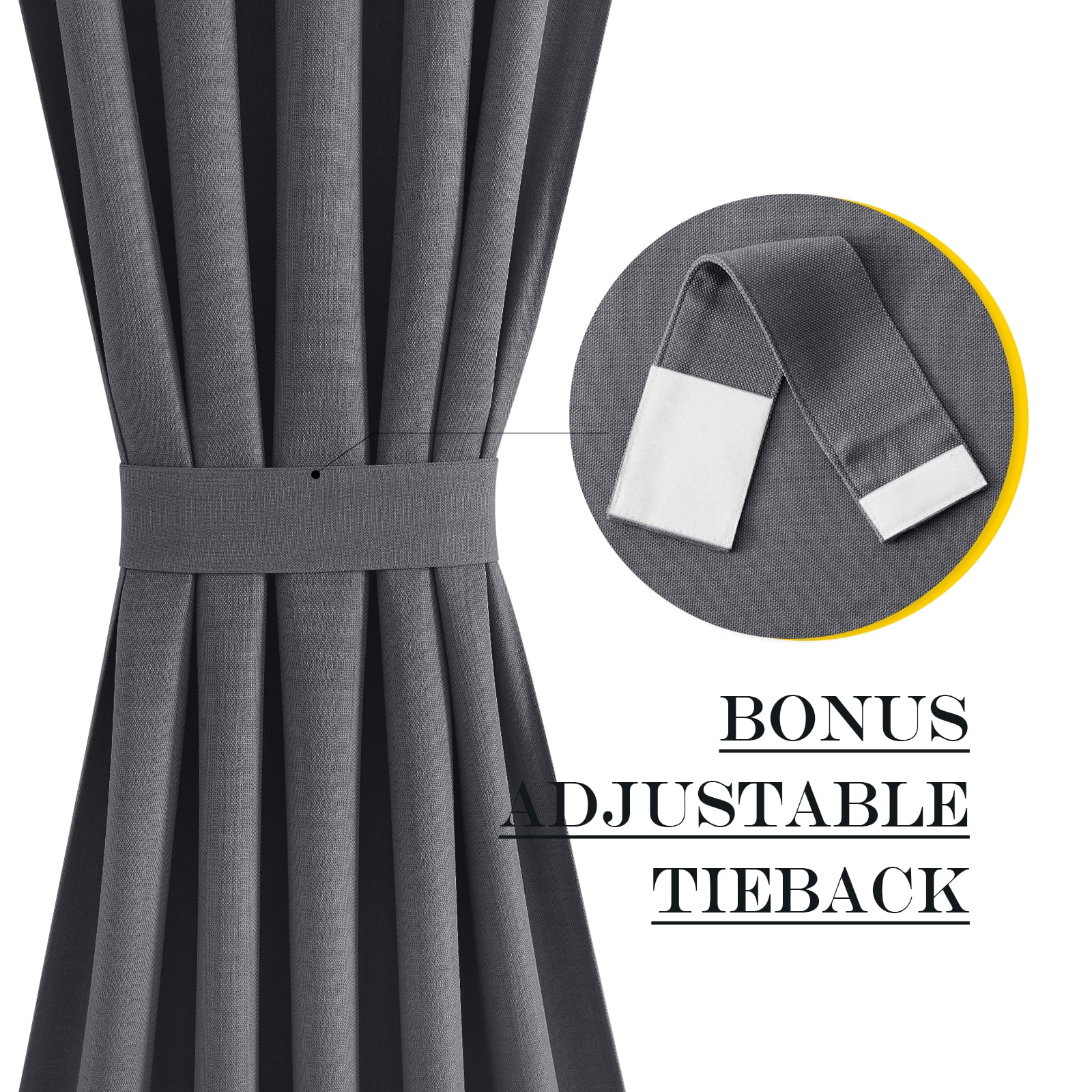 NICETOWN Door Curtains Blackout Thermal Insulated Faux Linen Curtains, Rod Pocket for Kitchen Door With Glass Window for Privacy, 54"x72", Charcoal Gray, 1 Panel