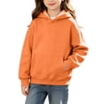 thumbnail image 2 of DJDLJWCJ Big Girls Long Sleeve Hoodie Solid Color Warm Pullover Sweatshirt Stretch Soft Comfy Hooded Sweatshirts Orange Size 2T, 2 of 9