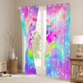 thumbnail image 3 of Feelyou Rainbow Galaxy Kawaii Mermaid Tail Black Out Curtains for Girls, Sparkle Star Marine Fairy Curtains Pack of 2 (42x63 Each), Pink Blue, 3 of 6