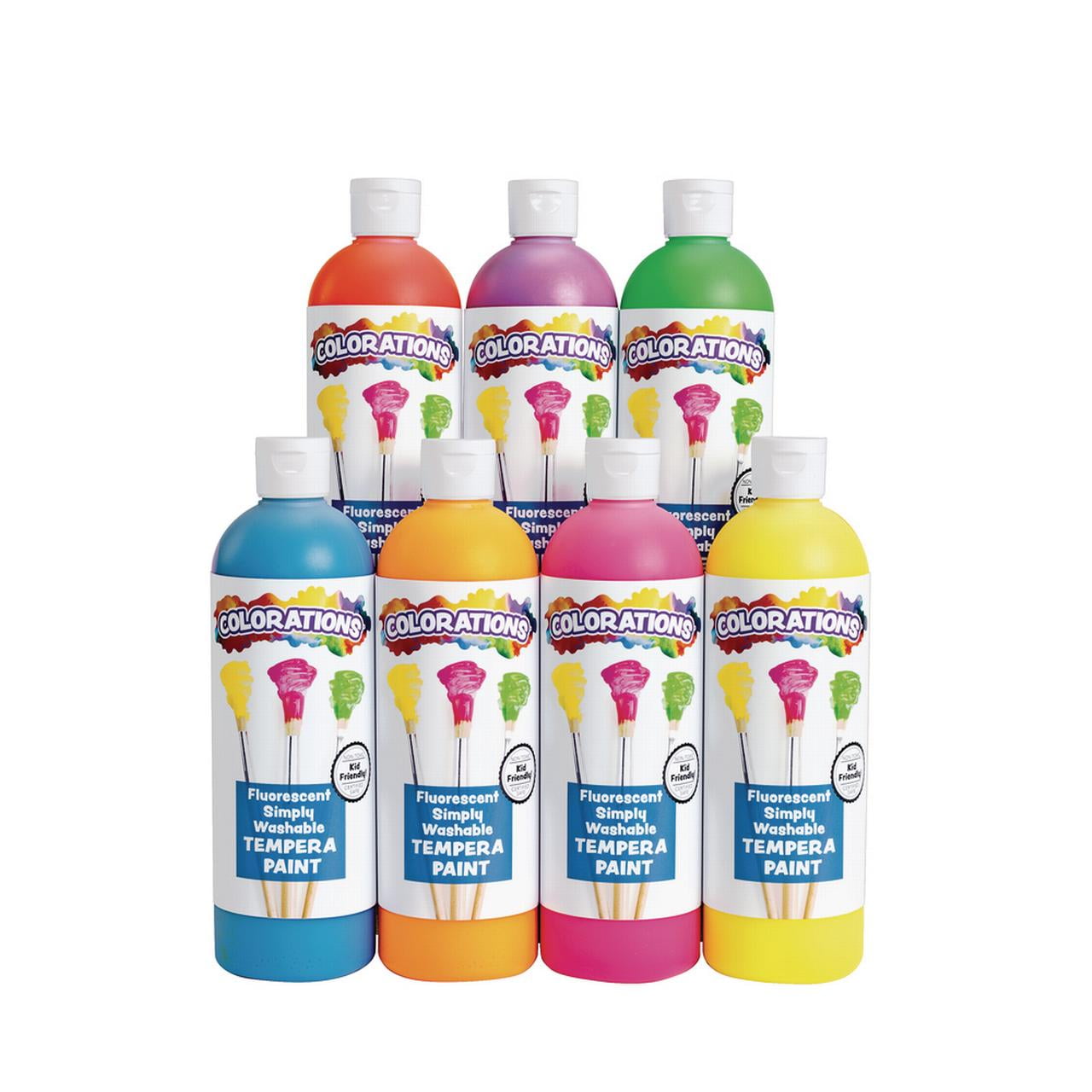 Colorations Washable Tempera Paint, Set of 7, 16 fluid ounces oz, Set