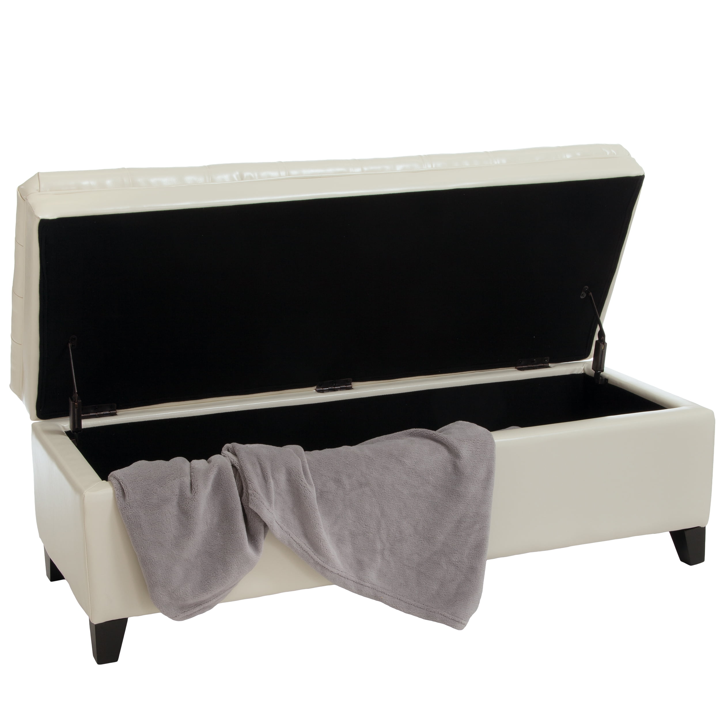 Noble House Haden Rectangular Fabric Storage Ottoman, Ivory