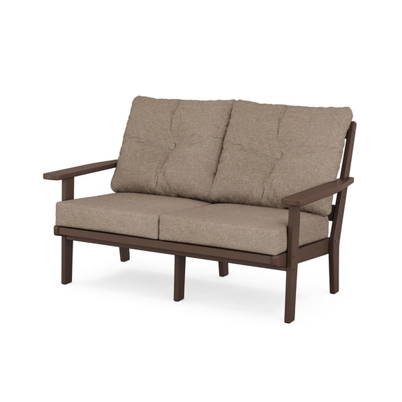 POLYWOOD Prairie Deep Seating Loveseat in Mahogany / Spiced Burlap