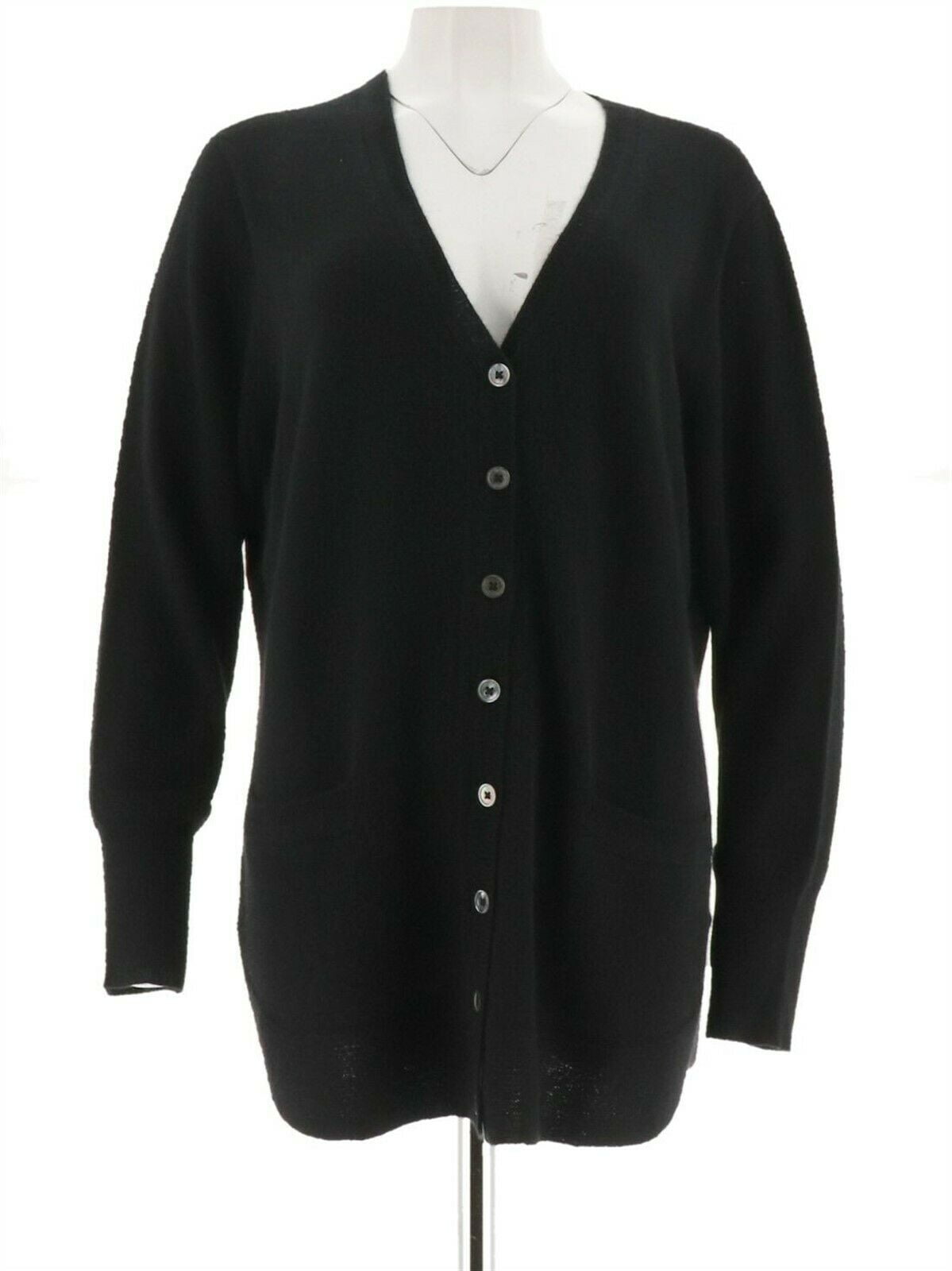 Isaac Mizrahi 2-Ply Cashmere Curved Hem Cardigan Women's A295966 - Walmart.com