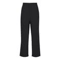thumbnail image 4 of Kopltyrfg Linen Pants Women Drawstring Elastic Waist Casual Trousers Solid Straight Leg Ankle Length Cropped Pants with Pockets Black S, 4 of 4