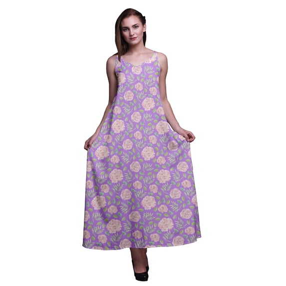 Bimba Rayon Floral Printed Womens Long Dress Chic Bohemian Summer Maxi Beach Wear-X-Large