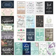 Faithful Finds Greeting Cards - 4 x 6 In Blank Inside, 48-Pack with Envelopes - Prayer Cards for Christian Stationery Set, Encouragement & Thank You