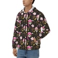 thumbnail image 3 of Kdxio Skull Daisy Print Men Hoodies Casual Hoodies for Men with Zip Pockets Full Zip Long Sleeve Sweatshirt Sports Hooded Jacket-3X-Large, 3 of 5