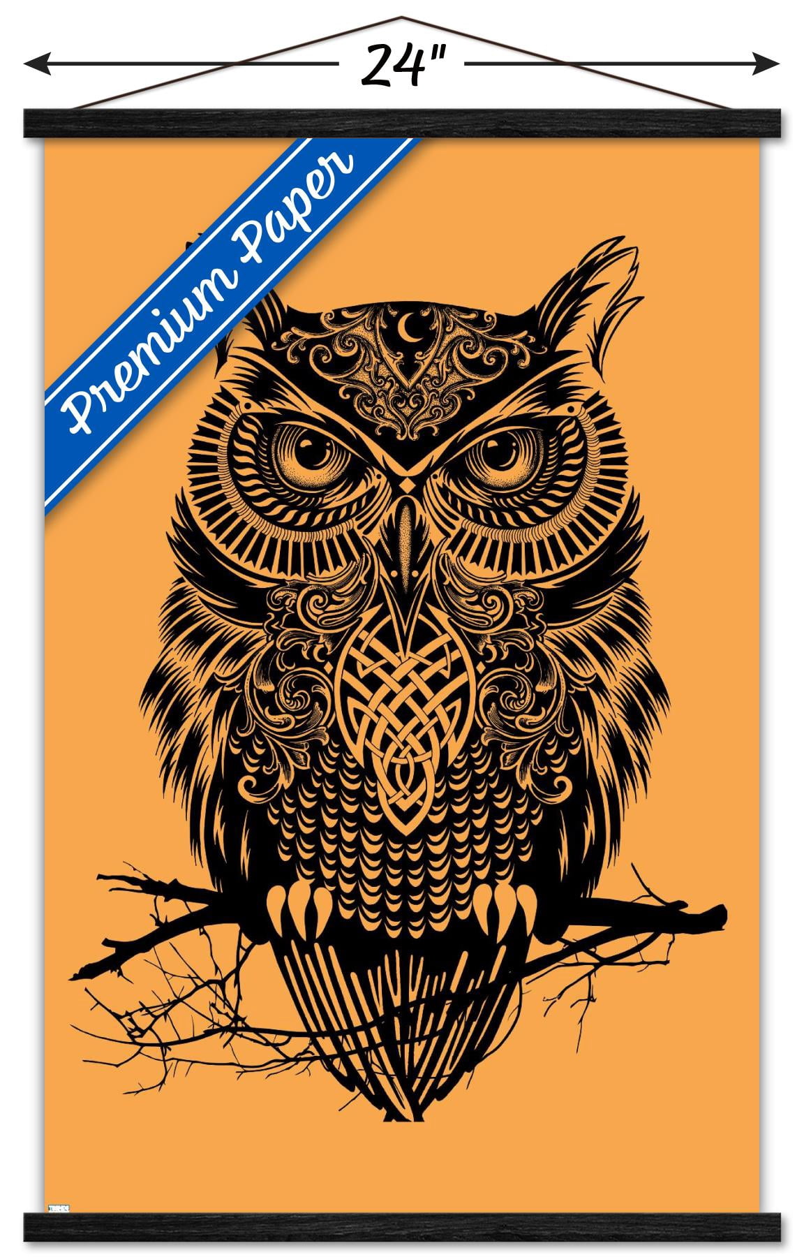 Rachel Caldwell - Warrior Owl On Orange Wall Poster with Magnetic Frame, 22.375" x 34"