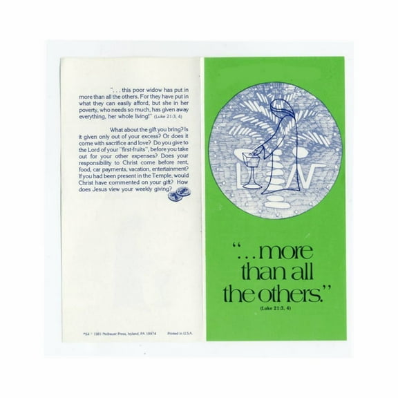 Widow's Mite Jesus Bible Quote Church Folders Tract Pkg of 100