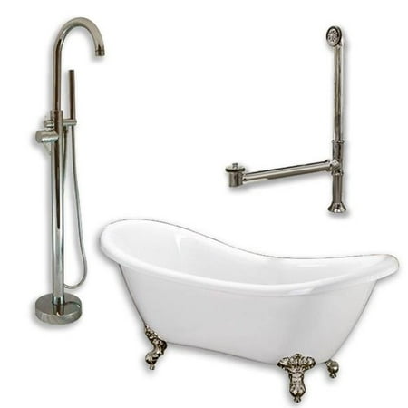 Acrylic Tub Package - Acrylic Double ended Slipper Tub with a Pedestal, W/ holes 2