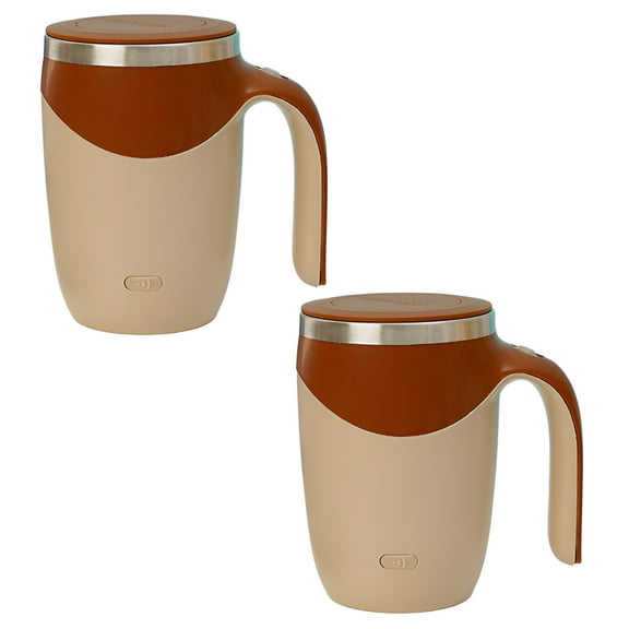ACDANC 2Pcs Automatic Stirring Coffee Mug,Corrosion-Resistant Coffe Mug,Easy Brewing Heated Coffee Mug,Battery Model,380Ml