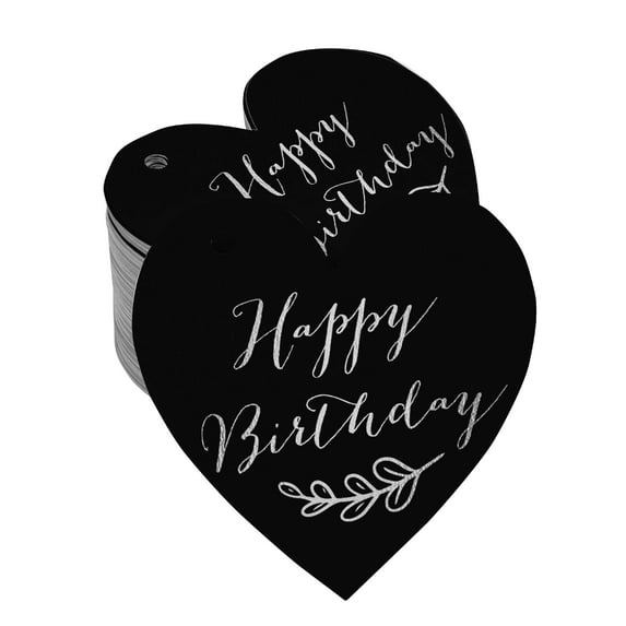 Inkdotpot Silver Foil Paper Hang Tag Happy Birthday Favor Tag 50 Pieces