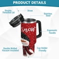 thumbnail image 4 of 30oz insulated car cup with handle and straw suitable for all ages Stainless steel vacuum insulated cup. Red Scarf Snowman, 4 of 10
