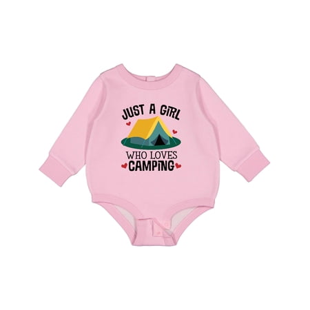 Inktastic Just a Girl Who Loves Camping Baby Fleece Bodysuit