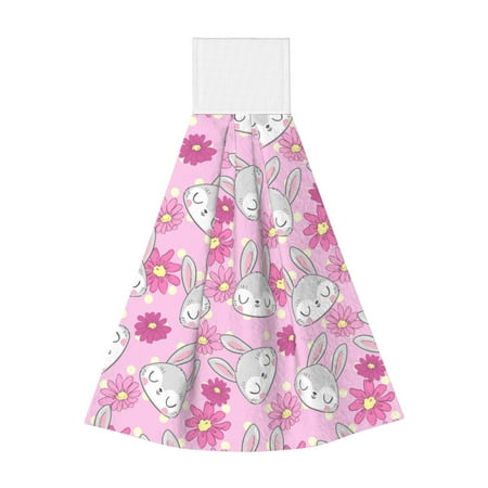 

Lukts Sunflower Rabbit for Coral Fleece Velcro Towel Suitable for Bathroom Kitchen Hanging Absorbent Towel Household Items