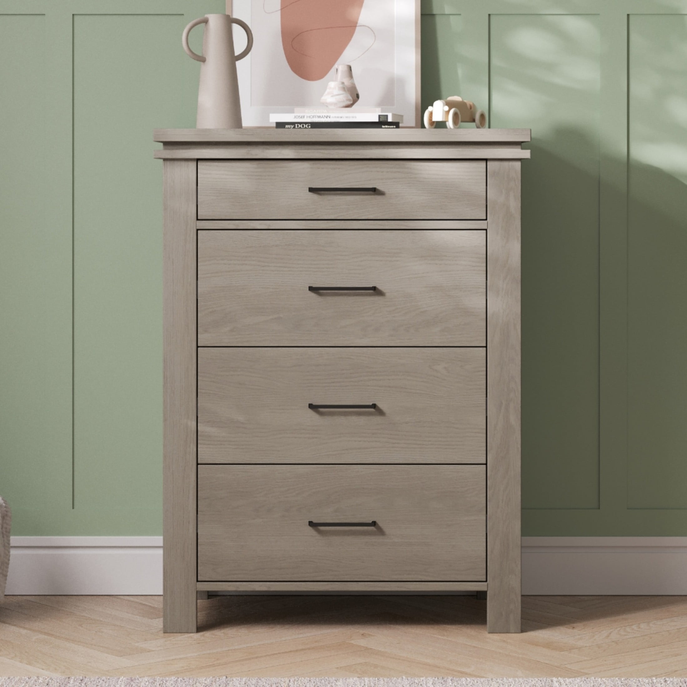 Child Craft Denman Crib, Dresser & Chest Nursery Set, 4-in-1 Convertible Crib, Crescent Gray, 3-Piece
