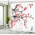 thumbnail image 5 of Ambesonne Sakura Shower Curtain, Watercolor Summer Garden, 69"Wx75"L, Vermilion Grey and White, 5 of 5