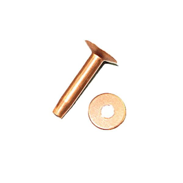 Copper Solid Rivet 3/4" Length Under Head Made in USA 1/8" Body Diam Round 