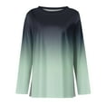 thumbnail image 4 of SYMOID Womens Green Long Sleeve Gradient Top - Polyester Spandex Stretchy Soft Crew Neck, Daily Casual Wear for Spring/Autumn, S to XXL,Size L, 4 of 5