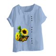 thumbnail image 4 of Camiseta suelta informal de verano con cuello redondo y manga corta con estampado de flores para mujer OAVQHLG3B Store  lin121212, 4 of 4