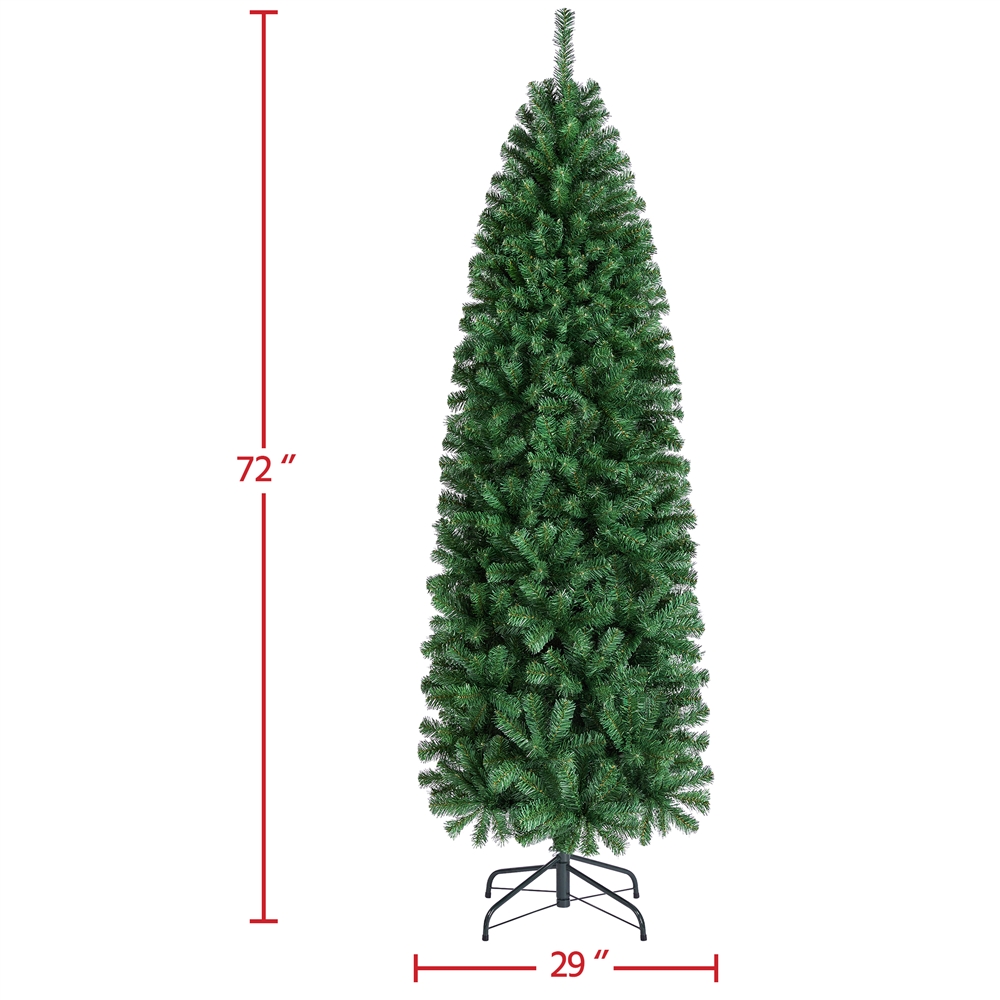 Yaheetech 6Ft Artificial Christmas Tree Hinged Spruce Pencil Slim Tree with Foldable Stand Holiday Decoration, Green - image 3 of 9