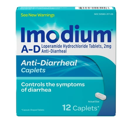 Imodium A-D Diarrhea Relief Caplets, Loperamide Hydrochloride, 12 ct. (Case Of 6)