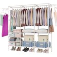 thumbnail image 1 of YAYUSI Organizador de Metal para Ropa,Perchero de Pie Armario con 2 ganchos laterales,Closet Organizador de Ropa, Estante de Ropa para Balcón, Dormitorio y Lavandería,Negro, 1 of 9
