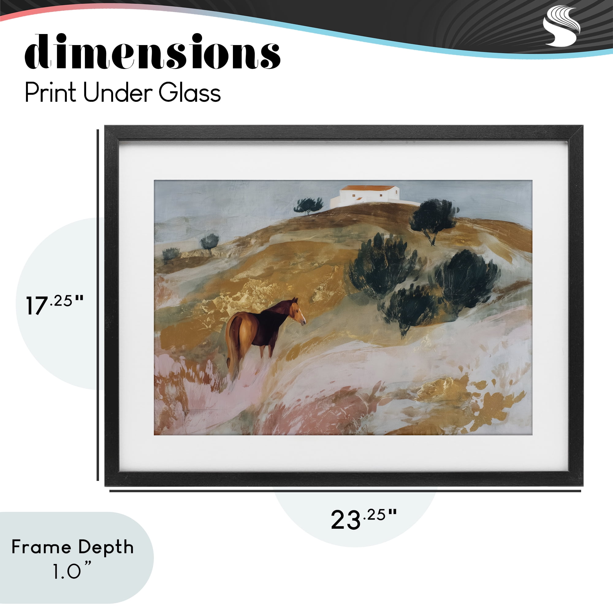 Stupell Industries Horse in Tuscan Countryside Black Framed Print Under Glass, design by Chromatic Storm Studio