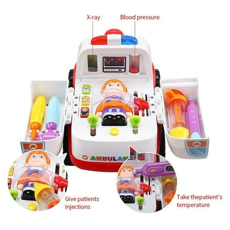 Realistic Sound Effect (Educational Ambulance Bump and Go Multi function Emergency Vehicle Toy with Medical Equipment, Realistic Sound Effects and)