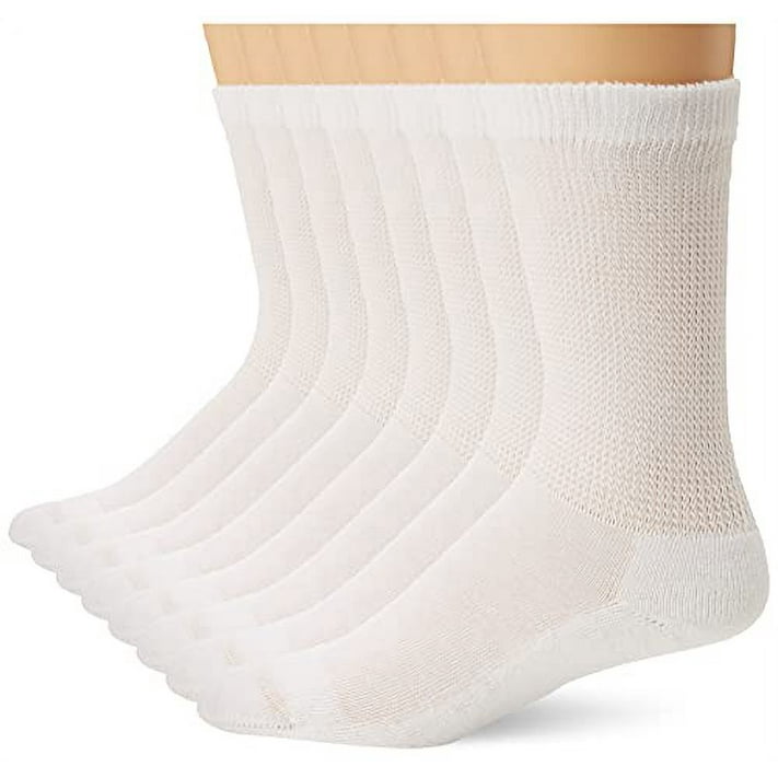 MediPeds mens 8 Pack Diabetic Extra Wide Crew Socks, White, Shoe Size ...
