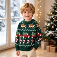 thumbnail image 2 of Boys Christmas Reindeer Sweater,Long Sleeve Crew Neck Candy Cane Knit Pullover Top for 2-7 Years, 2 of 5