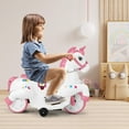 thumbnail image 4 of Costway 12V Kids Ride on Unicorn Toy with Training Wheels Music One-button Start Horse Toy Pink, 4 of 10