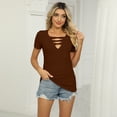 thumbnail image 5 of Fjuchai Womens Cotton T-Shirt Summer Solid Color Short Sleeve Tees Shirt for Female S-XXL, 5 of 9