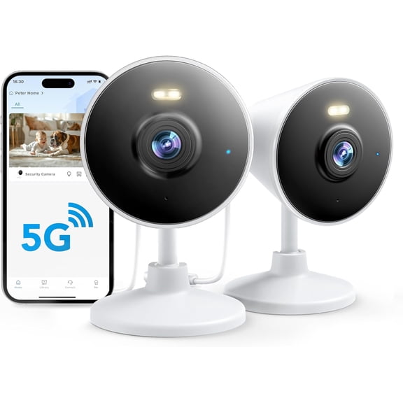 5G & 2.4G] Indoor/Outdoor Security Camera for Home, Baby/Elder/Dog/Pet Camera with Phone App, Wi-Fi Camera w/Spotlight, Color Night Vision, 2-Way Audio, 24/7, SD/Cloud Storage, Work w/Alexa, 2Pack
