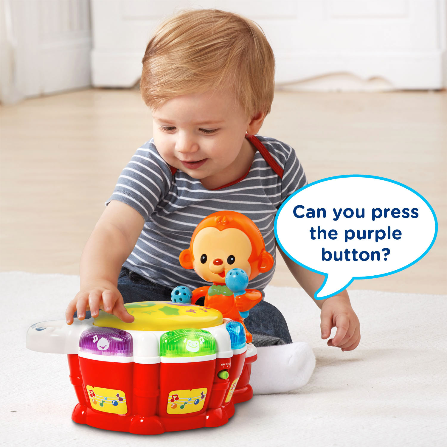 VTech Baby Beats Monkey Drum, Fun Animated Music Toy for Infant - image 2 of 9