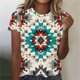 thumbnail image 1 of Fiudx Camisas para Mujer Top de Cuello Redondo de Manga Corta Estampado Casual de Moda de Verano para Mujer, 1 of 4