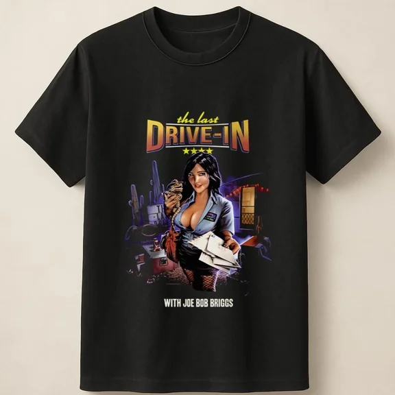 RARE Joe Bob Briggs Pin-Up Host Design with Night Drive-In Mood Unisex T Shirt