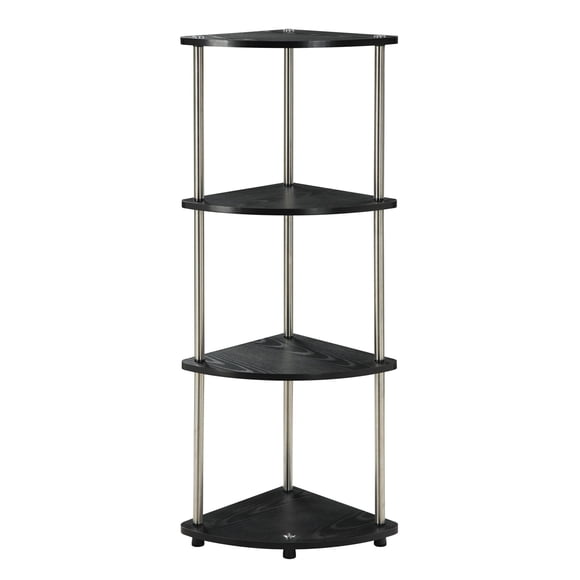 Convenience Concepts Designs2Go 4-Tier Corner Shelf in Black Wood Finish