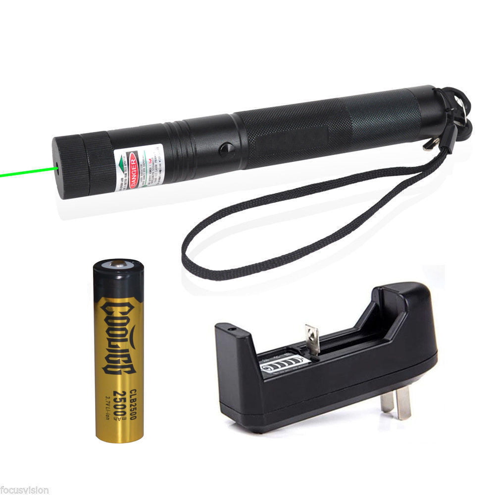 Green Light Laser Beam Safety Key 1MW 532NM Adjustable Pointer Visible w/Battery 