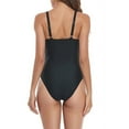 thumbnail image 5 of UTSJKR Women's One Piece Swimsuits Tummy Control Bathing Suits Slimming Swimsuit V Neck Swimwear Monokini Black 12-14, 5 of 5