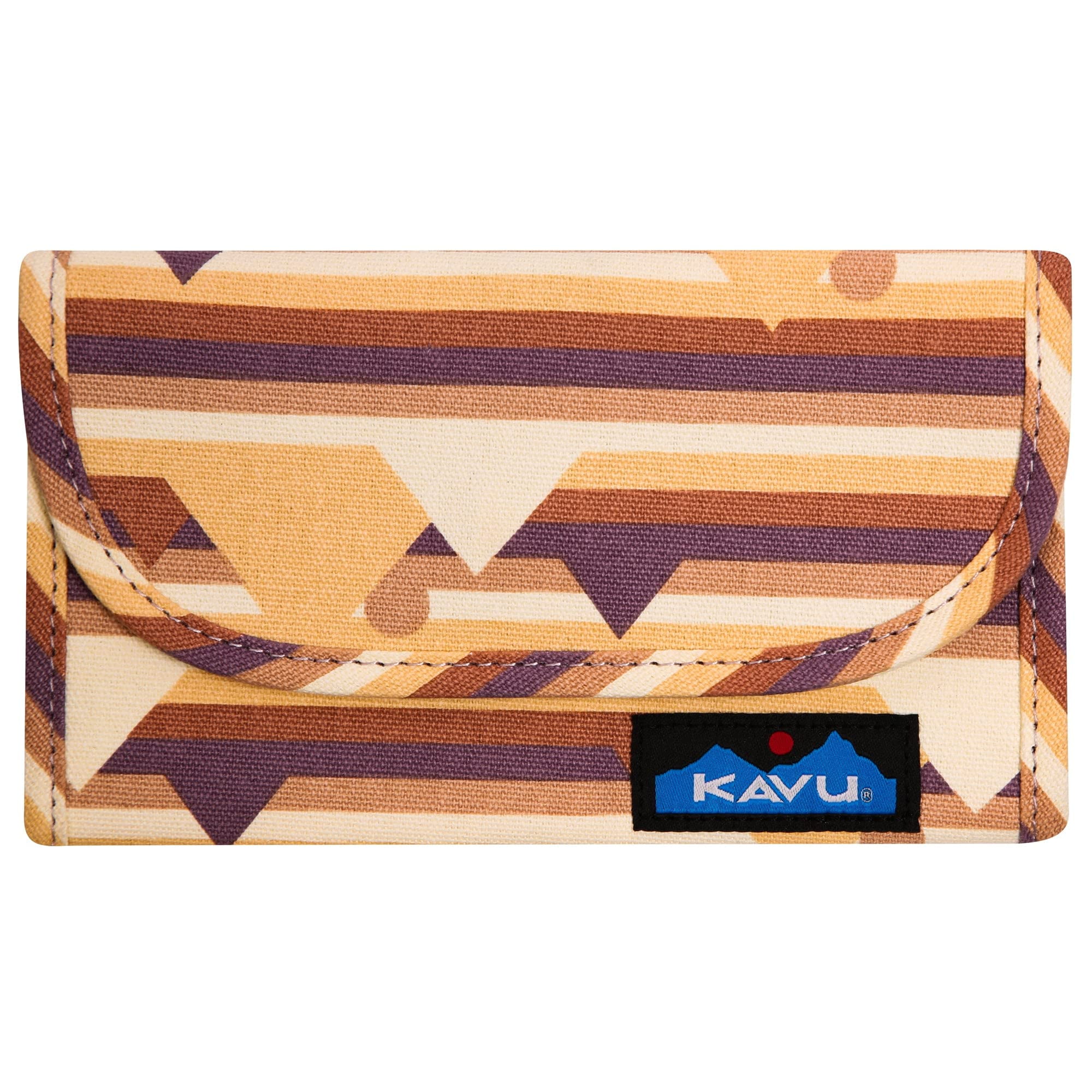 KAVU Revenue Tri-Fold Wallet - Water Resistant Ripstop Polyester Wallet With Key Loop, Woodgrain Design