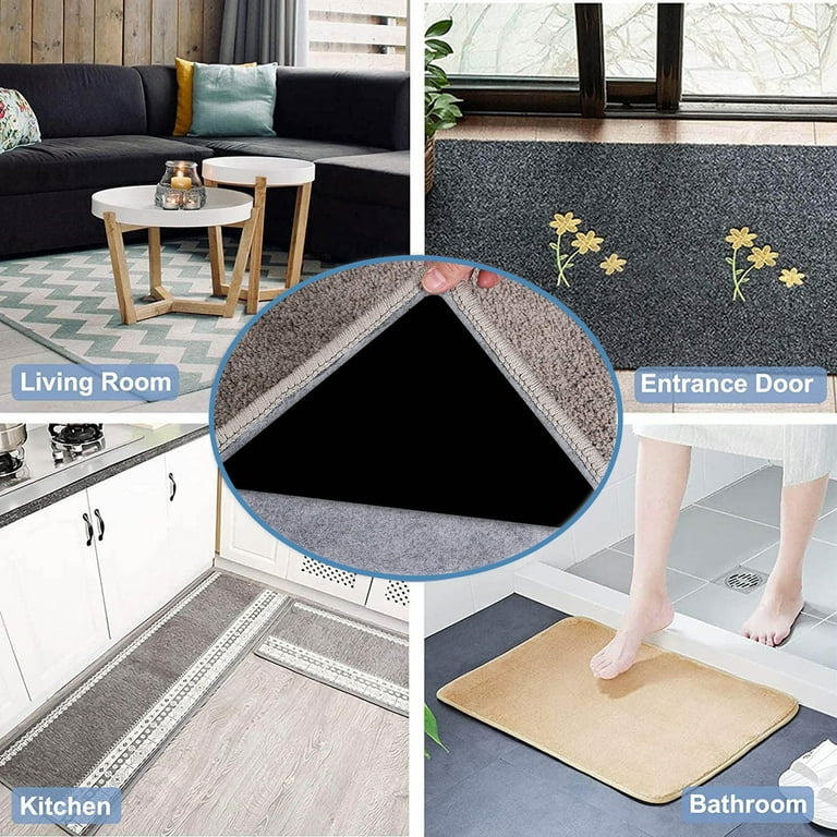 Naturegr 16Pcs Carpet Grippers Self Adhesive Waterproof Faux Leather Foam Carpet  Patch Fixed Sticker Floor Rug Mat Tapes Home Supplies 
