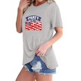 thumbnail image 2 of Tops Cortos para Mujeres Bandera de Moda Impresa Cuello Redondo, Camiseta de Manga 3/4 para Uso Diario, Casero Y Cómodo, 2 of 4
